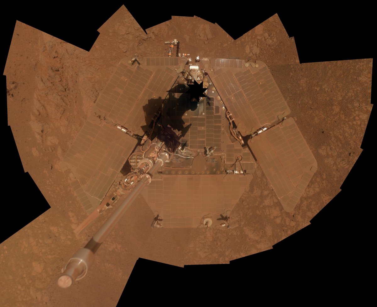 Dust covered Opportunity. (NASA/JPL-Caltech/Cornell Univ./Arizona State University)