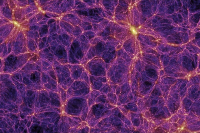 The large-scale structure of the Universe showing filaments and voids (Millennium Simulation Project)