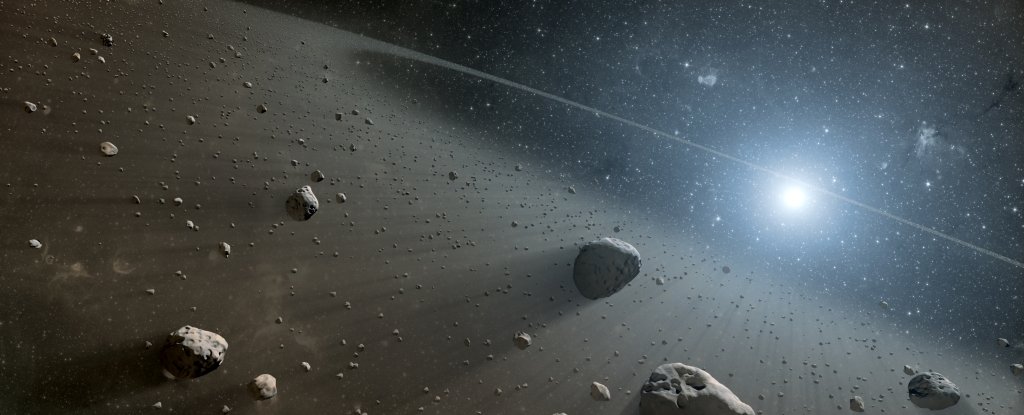 Artist's concept of a dusty asteroid belt. 