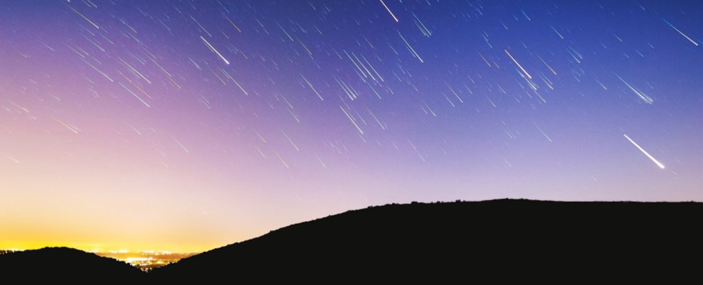 Not the actual meteors - this is a long-exposure photo of stars. 