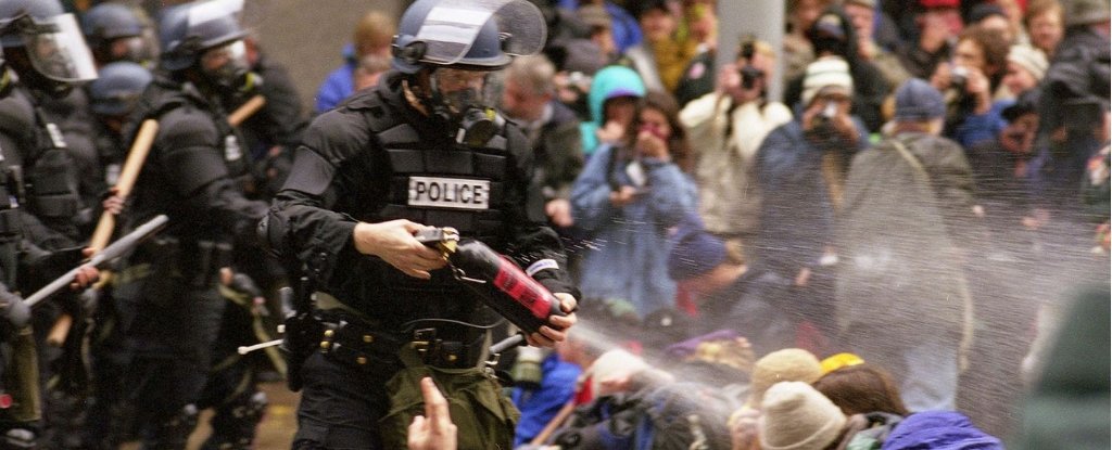 WTO protests in Seattle, 1999. 