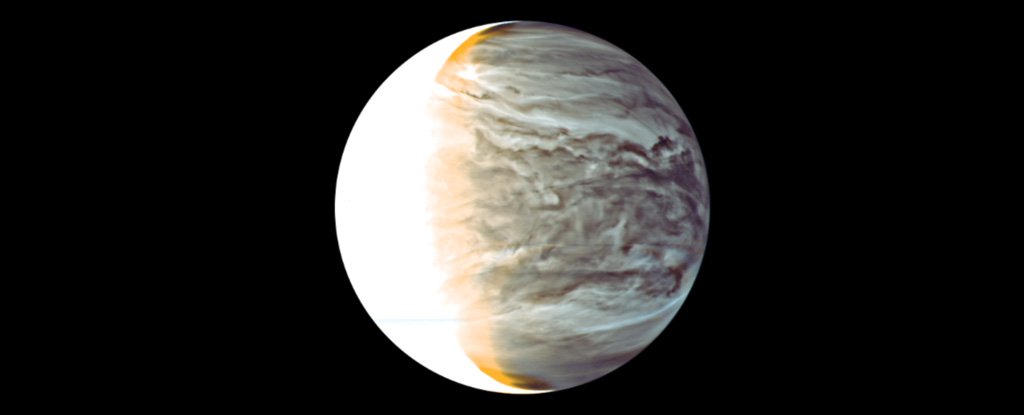 False-colour image of the nightside of Venus. 