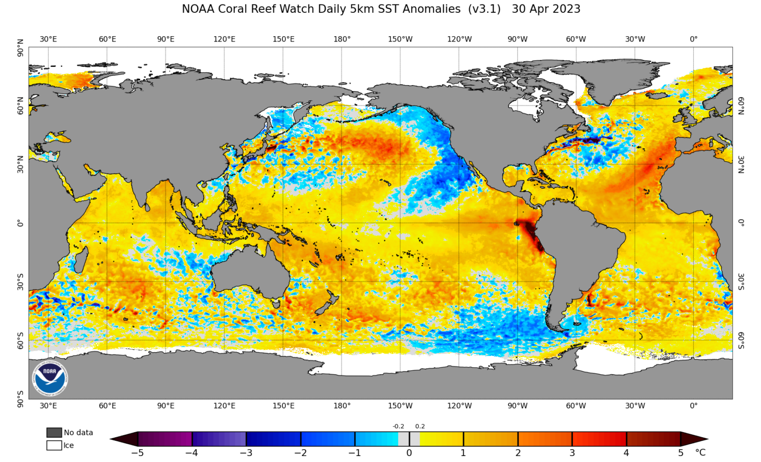 Scientists Are Alarmed As Sea Surface Temperatures Hit Uncharted   HeatMapOfOceanFrom30Apr2023NOAA 1536x933 