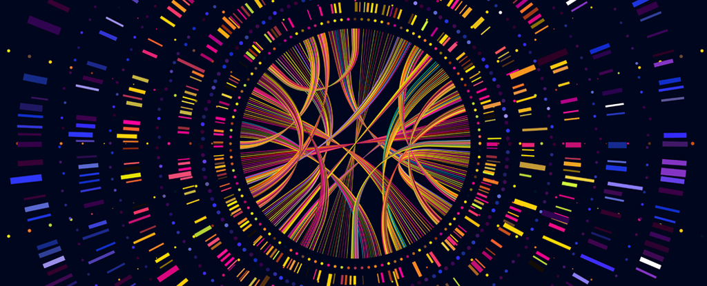 Colorful stylized abstract representation of genomic data in a circle