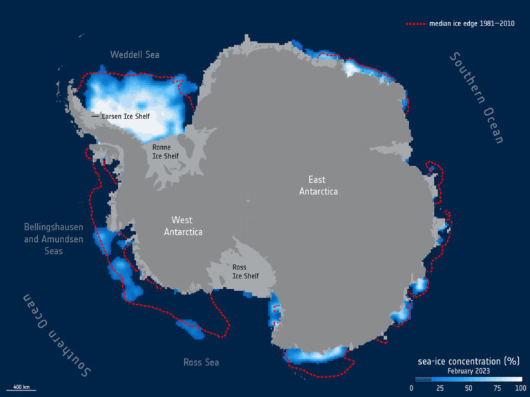 MapOfCurrentAntarcticSeaIceComparedToAve