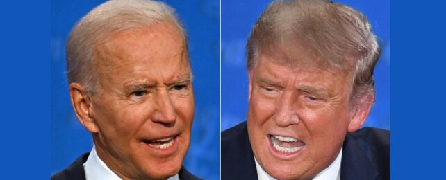 An image of Joe Biden next to an image of Donald Trump