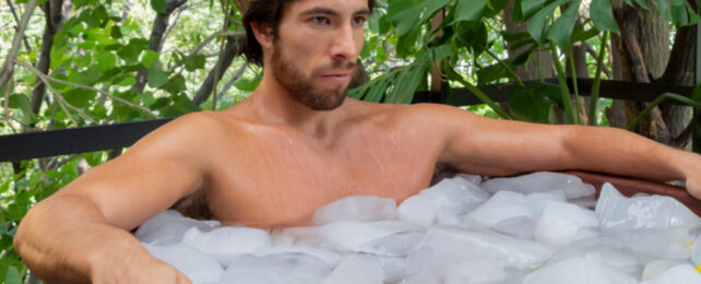 man in an ice bath