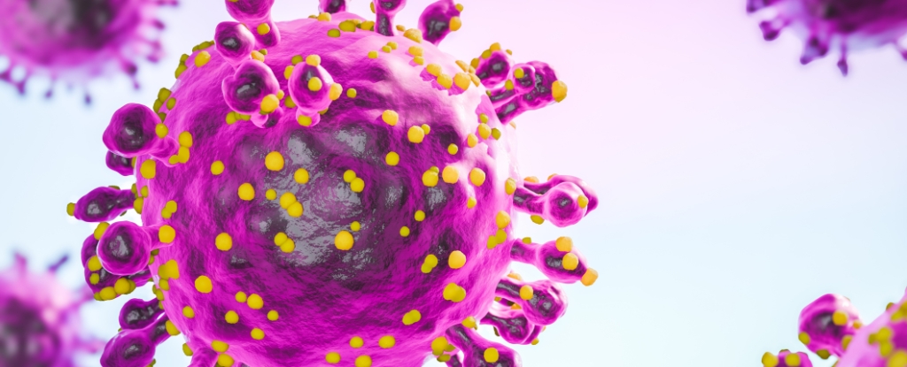 A purple virus particle