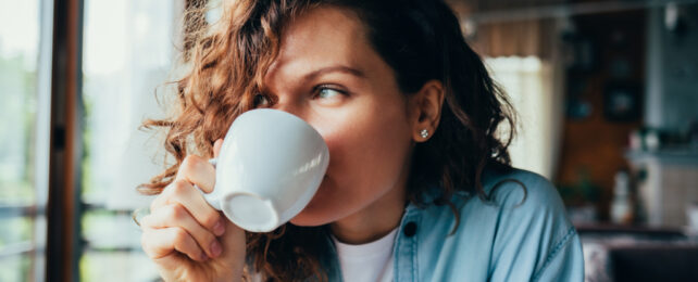 woman drinking coffee