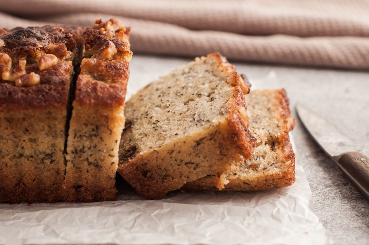 Close-up of freshly baked banana bread