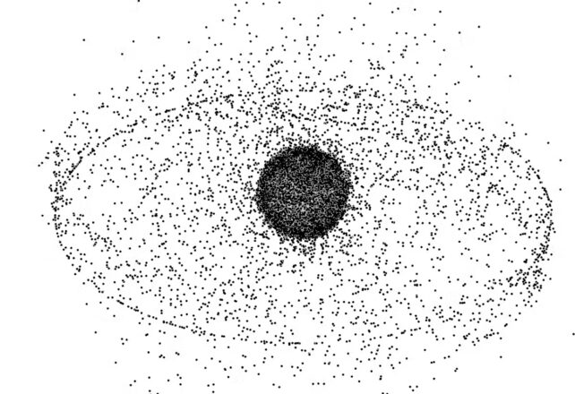 Field of debris in space around Earth