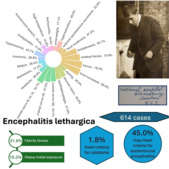 A graphic depicting findings about encephalitis lethargica