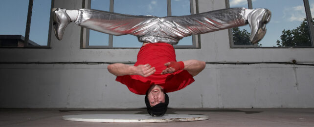 man doing headspin