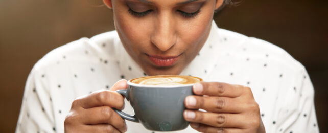 woman drinking coffee