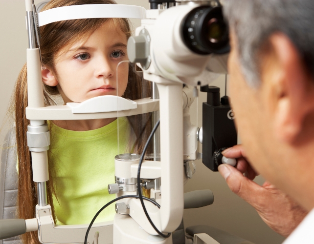 A young girl at the optometrist 