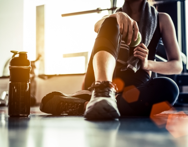 Person sitting down during workout