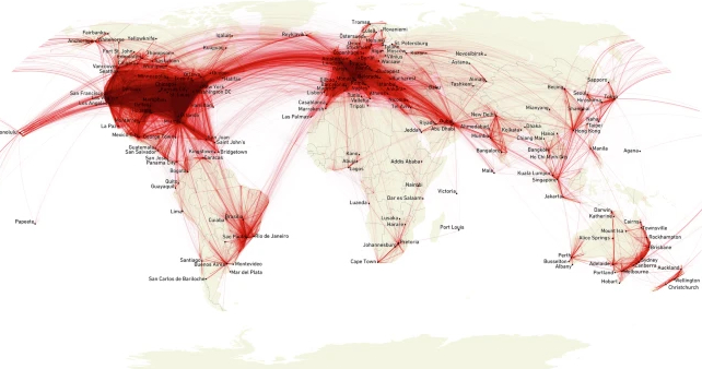 map of world with private flights in 2023