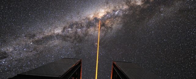 A laser aiming at the center of the Milky Way