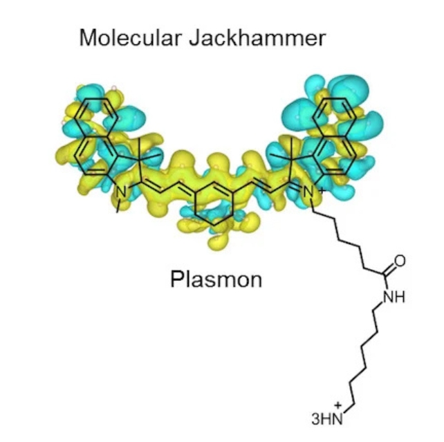 A molecule with green and yellow sections 