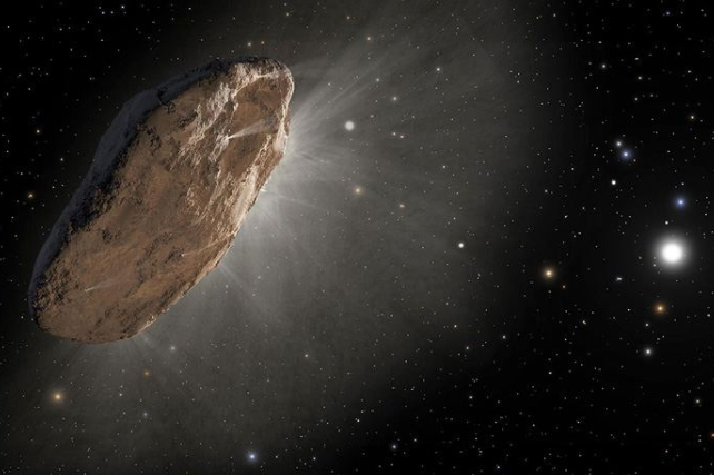 artist's concept of an interstellar asteroid