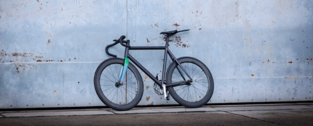 bike leaning on a wall