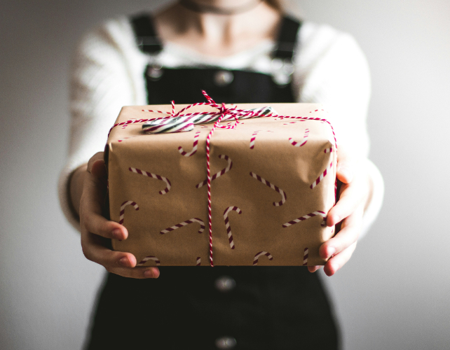 girl with a xmas present