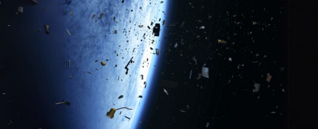 Bits of junk floating in dark space