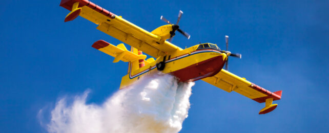 fire-fighting aircraft dumping water