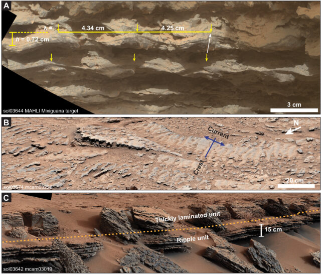 Images of ripples on Mars