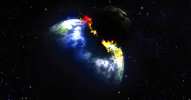 artist impression earth collision