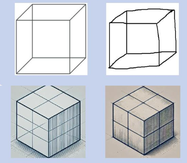 attempts at drawing a necker cube