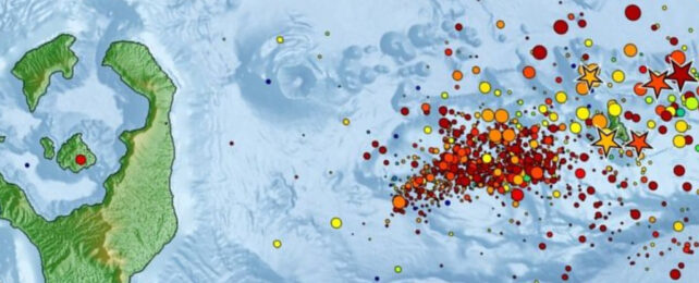 map of quake swarm