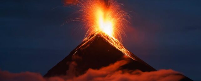 volcano erupting