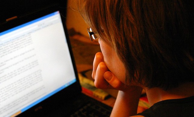 person working late at computer