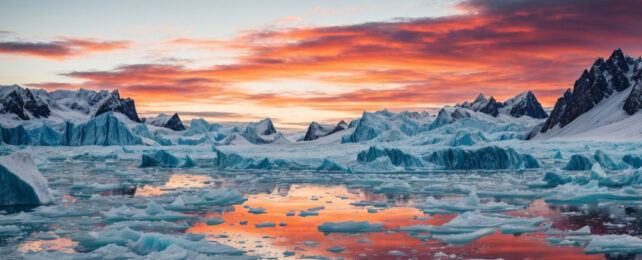 red sky over antarctica