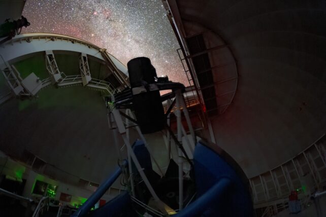 Night sky and telescope