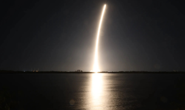 rocket launch at night