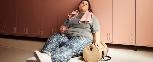 woman resting after gym