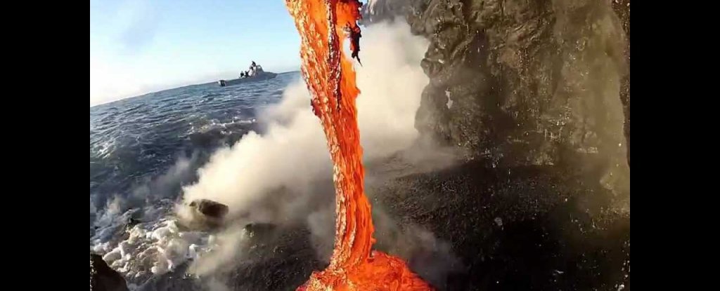 WATCH A CloseUp View Of Lava Dripping Into The Ocean